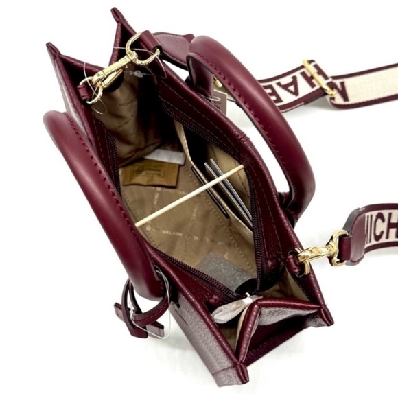Michael Kors Mirella Small Crossbody Bag & Matching Card Case Wallet Ox Blood - Picture 7 of 11